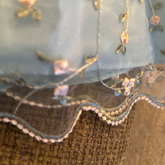 Beautiful satin flower embroidery little girls dressy dress. - Picture 5 of 7